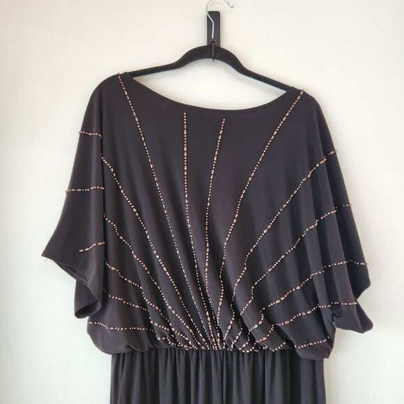 Xscape Formal Black Jumpsuit Gold Beaded Gown Mother of the Bride Women's 18W - Picture 2 of 11